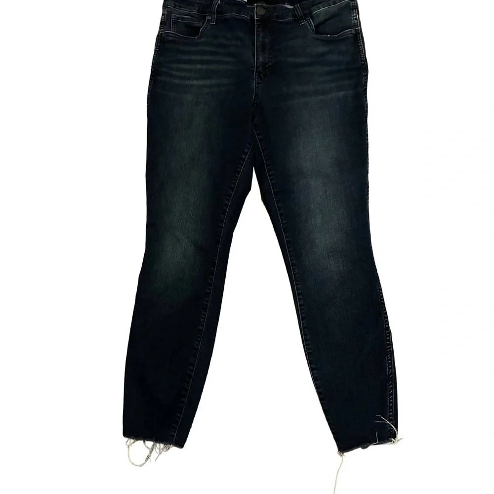 Kut from the Kloth Connie Ankle Skinny Jeans Size 14 Dark Wash Raw Hem - Picture 1 of 5